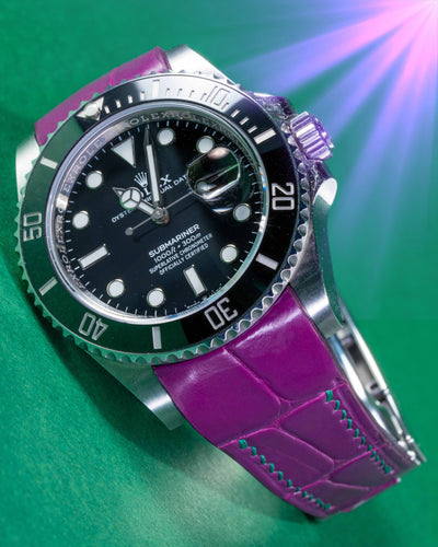 Bespoke Watch Strap in Purple Crocodile