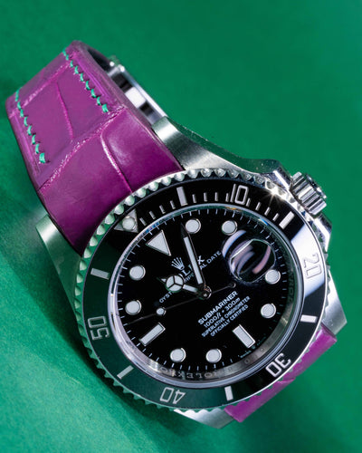 Bespoke Watch Strap in Purple Crocodile