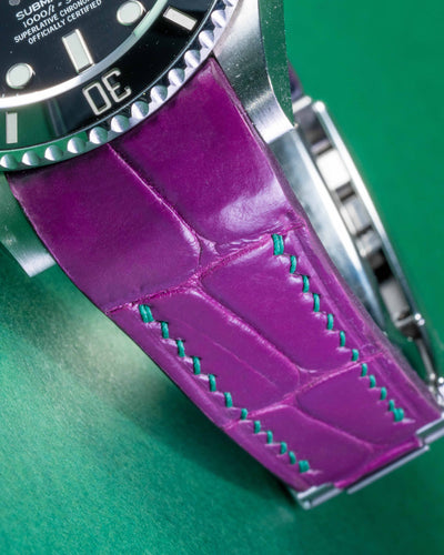 Bespoke Watch Strap in Purple Crocodile