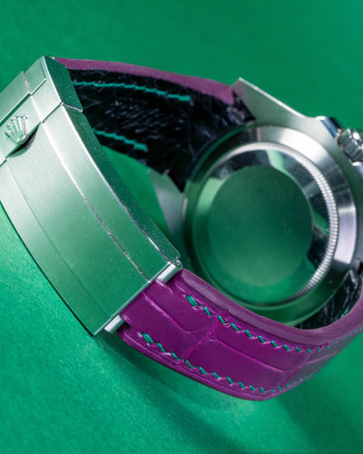 Bespoke Watch Strap in Purple Crocodile