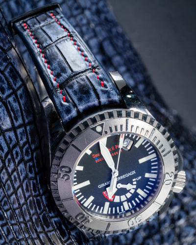 Bespoke Watch Strap in Blue Grey Rubbed off Crocodile