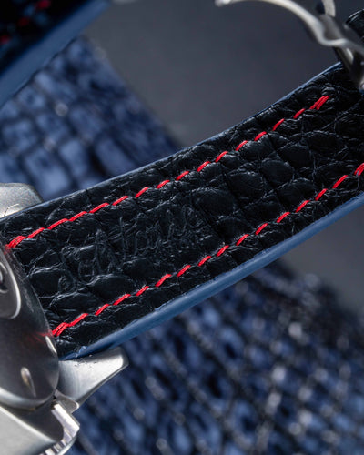 Bespoke Watch Strap in Blue Grey Rubbed off Crocodile