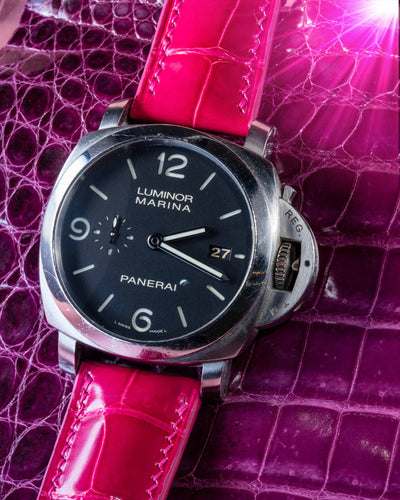 Bespoke Watch Strap in Fuchsia Pink Crocodile