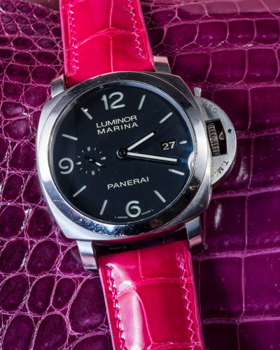Bespoke Watch Strap in Fuchsia Pink Crocodile