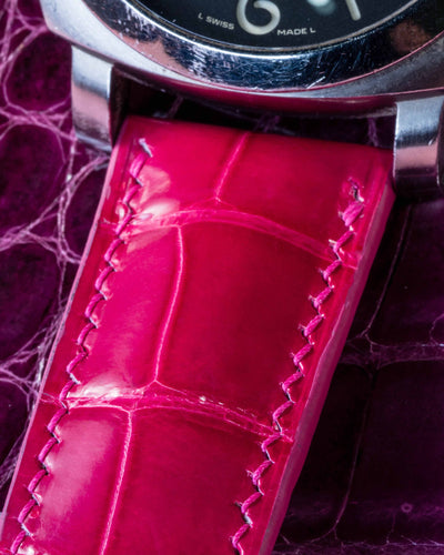 Bespoke Watch Strap in Fuchsia Pink Crocodile