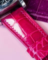 Bespoke Watch Strap in Fuchsia Pink Crocodile