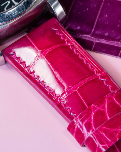 Bespoke Watch Strap in Fuchsia Pink Crocodile