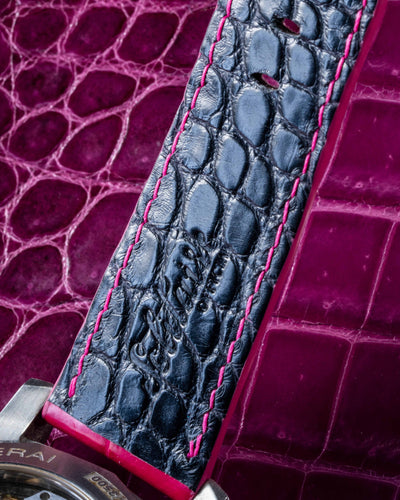 Bespoke Watch Strap in Fuchsia Pink Crocodile