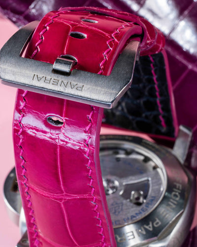 Bespoke Watch Strap in Fuchsia Pink Crocodile