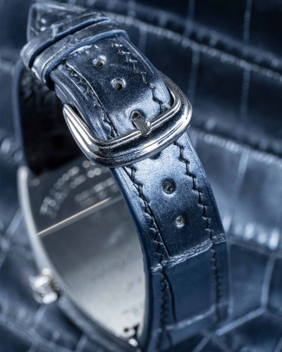 Bespoke Watch Strap in Metallic Black Crocodile
