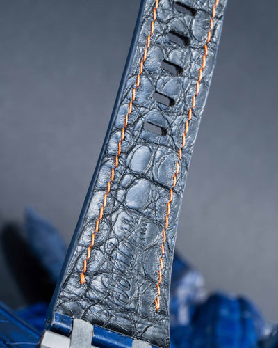 Bespoke Watch Strap in Tie Dye Blue Crocodile