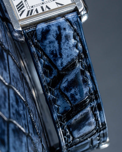 Bespoke Watch Strap In Black Grey Rubbed Off Crocodile