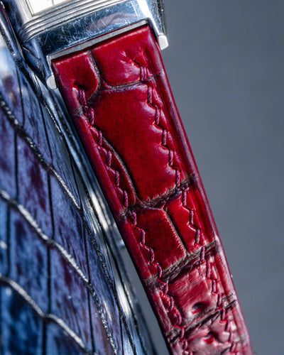 Bespoke Watch Strap In Flame Red Ombre Crocodile