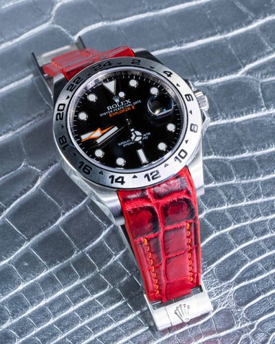 Bespoke Watch Strap in Red Himalayan Crocodile