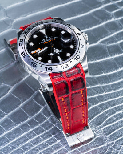 Bespoke Watch Strap in Red Himalayan Crocodile