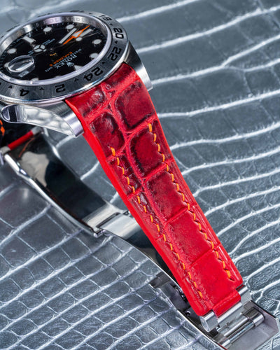 Bespoke Watch Strap in Red Himalayan Crocodile