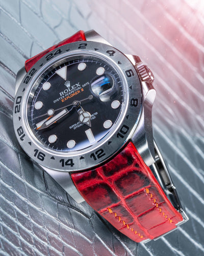 Bespoke Watch Strap in Red Himalayan Crocodile