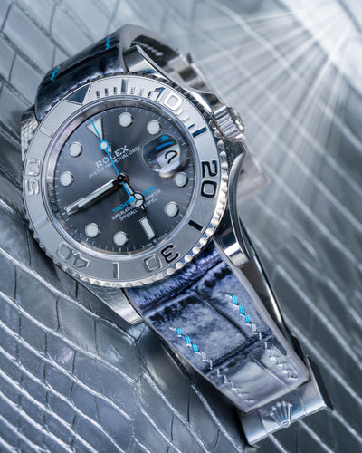 Bespoke Watch Strap in Metallic Silver Alligator