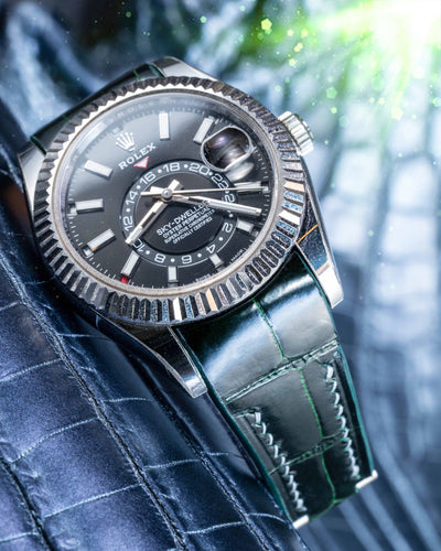 Bespoke Watch Strap in Hunter Green Crocodile