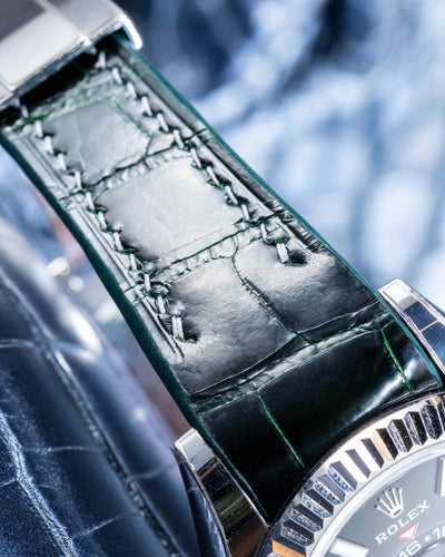 Bespoke Watch Strap in Hunter Green Crocodile