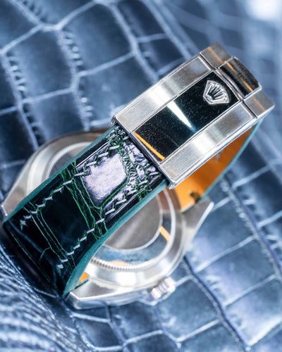Bespoke Watch Strap in Hunter Green Crocodile