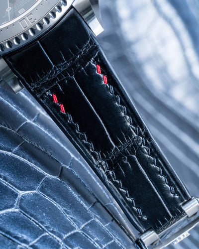 Bespoke Watch Strap in Black Crocodile