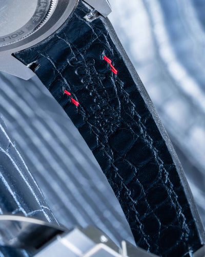 Bespoke Watch Strap in Black Crocodile