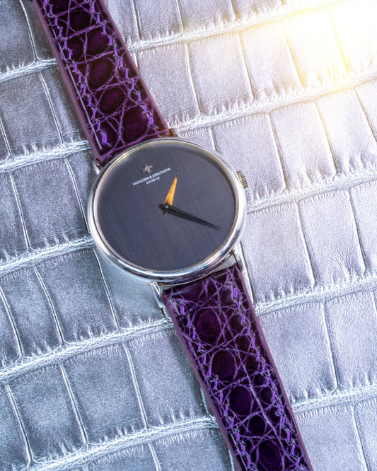 Bespoke Watch Strap in Purple Circular Grains Alligator