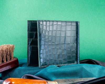 Bespoke Money Clip in Hunter Green Crocodile