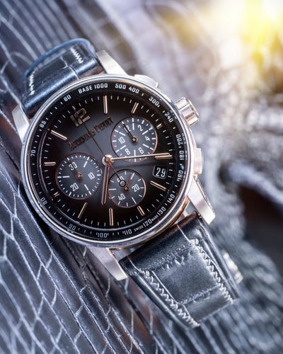 Bespoke Watch Strap in Metallic Black Crocodile