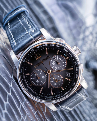 Bespoke Watch Strap in Metallic Black Crocodile