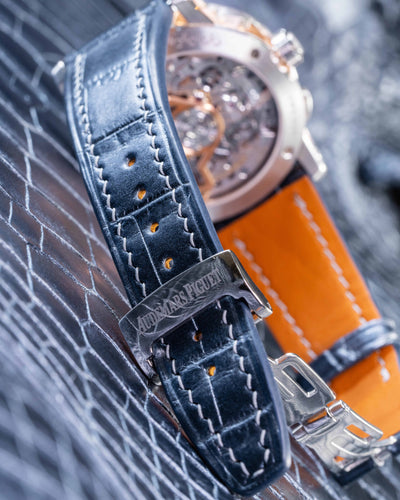Bespoke Watch Strap in Metallic Black Crocodile