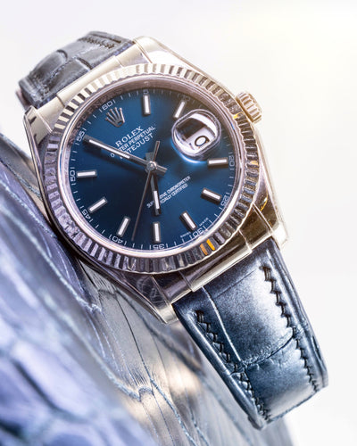 Bespoke Watch Strap in Metallic Black Crocodile