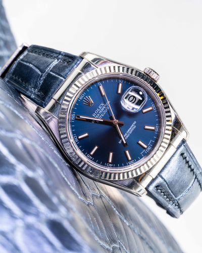 Bespoke Watch Strap in Metallic Black Crocodile