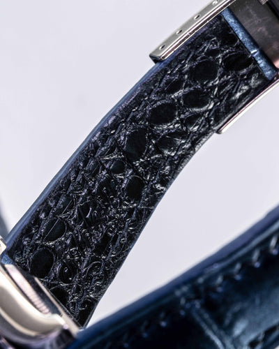 Bespoke Watch Strap in Metallic Black Crocodile