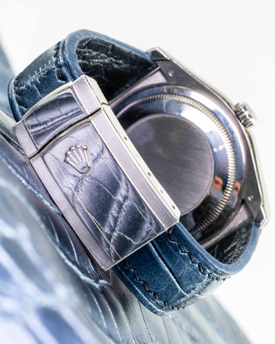 Bespoke Watch Strap in Metallic Black Crocodile