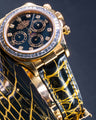 Bespoke Watch Strap in Black Gold Alligator