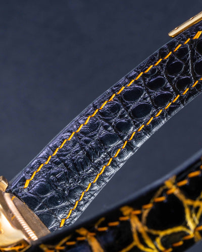 Bespoke Watch Strap in Black Gold Alligator