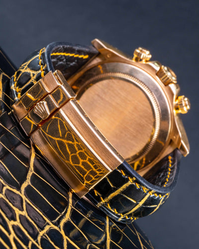 Bespoke Watch Strap in Black Gold Alligator