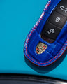 Bespoke Key Fob Cover in Electric Blue Crocodile