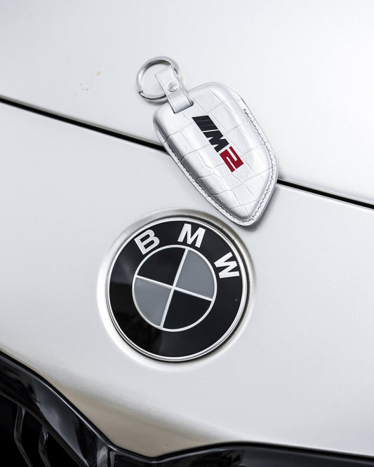 Bespoke Key Fob Cover in Metallic Silver Alligator