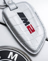 Bespoke Key Fob Cover in Metallic Silver Alligator