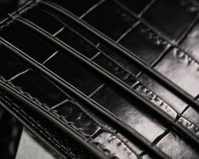Bespoke Card Holder In Matte Black Alligator