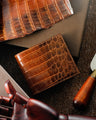 Bespoke Bifold Wallet in Brown Himalayan Crocodile