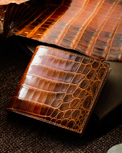 Bespoke Bifold Wallet in Brown Himalayan Crocodile