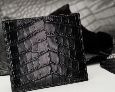 Bespoke Card Holder In Matte Black Alligator