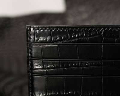 Bespoke Card Holder In Matte Black Alligator