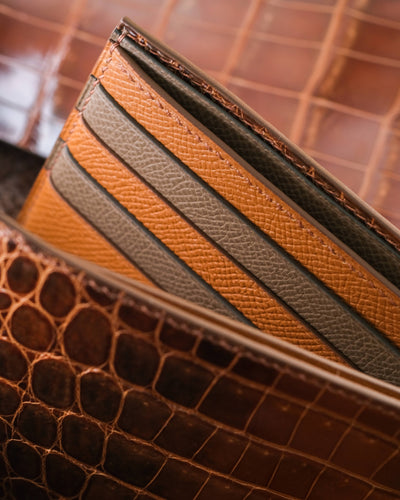 Bespoke Bifold Wallet in Brown Himalayan Crocodile