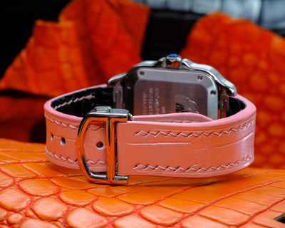 Bespoke Watch Strap in Baby Pink Crocodile