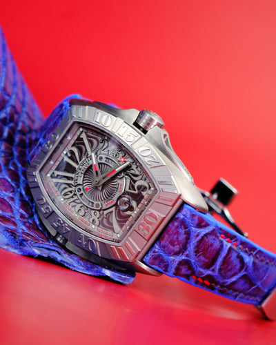 Bespoke Watch Strap in Electric Blue Himalayan Crocodile